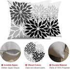 DFXSZ Outdoor Throw Pillow Covers 20x20 Inch Set of 2 Waterproof Spring Summer Geometric Elegant Black Grey Outdoor Pillow Covers for Patio Funiture Garden Couch 158X20