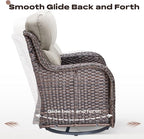 Rilyson Wicker Outdoor Patio Furniture Set - 6 Piece Patio Conversation Sets with Swivel Rocker Chairs, Ottomans, Sofa and Side Table, 6 inch Cushions, Waterproof Wicker, for Porch Deck Brown/Beige