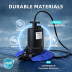 Pool Cover Pump, 1/4HP Automatic Swimming Pool Cover Pump, 1800 GPH Submersible Sump Pump with Check Valve Adapter for 3/4" & 1-1/4" Hoses and 25ft Power Cord, Water Removal for Pool Cover