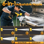 Cordless Pressure Washer Gun, 1885PSI Portable Battery Power Washer, Electric Pressure Washer Handheld Brushless High Pressure washers with 6-in-1 Nozzle&2 Battery&5m Hose Cordless Jet Washers