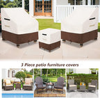 3 Pieces Patio Adirondack Chair Sets Covers,600D Waterproof Heavy Duty Patio Furniture Cover,Includes 2 Outdoor Adirondack Chair Covers and 1 Patio Side Table Cover,Beige&Brown