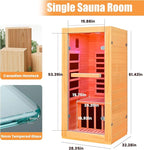 Far Infrared Sauna Home Sauna Room Canadian Hemlock Indoor 1 Person Sauna 900W 110V with Red Light Bluetooth Speakers 28.35"x32.28"x61.42"