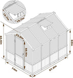 Mupater 6 x 8 FT Wooden Polycarbonate Greenhouse with Ventilated Window and Lockable Door, Walk-in Greenhouse for Backyard