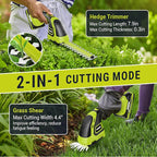EWORK 21V Cordless Hedge Trimmer & Grass Shears 2-in-1 Handheld Small Electric Bush Trimmer with 2x2.0Ah Battery and Charger, Battery Powered Shrub Trimmer for Garden, Yard, Lawn Maintenance