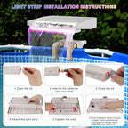Pool Fountain Waterfall for Above Ground Pools, Swimming Pool Attachment Accessories, Relaxing Cascade Soothing Waterfall, Fits Various Frame Pools (with 7 LED Light)
