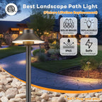 Gardenreet Outdoor Brass Pathway Lights - Low Voltage Landscape Path Lighting Wired, 12v Walkway Light LED IP65 Waterproof, Hat-Top Bronze for Outside Garden Yard Driveway G4 Bulb Not Included