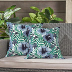 LVTXIII Outdoor Throw Pillows, Decorative Throw Pillows with Inserts, 16"x16" Square Pillows for Bed, Couch, Sofa and Patio Furniture, Set of 2, Blue Salmone Tropical