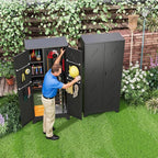 Storage Cabinet 1.4×2.8 FT, Metal Outdoor Sheds for Garden Tool Organization, Heavy Duty Storage Sheds with Lockable Doors and Vents for Backyard, Garden, Patio Lawn