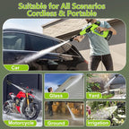 KEPEAK Cordless Pressure Washer, 1450PSI Portable Power Washer with 6-in-1 Nozzle, 21V Hand Held Pressure Washer with 2 Batteries, Electric Power Cleaner for Car, Garden, Home