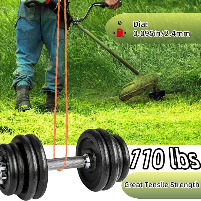 Quintillus 5-Pack 095 Trimmer Line Heavy Duty, Weed Wacker String for Gas and Electric Grass Trimmer and Brushcutters, Pre-Cut Dual Color 3-Section Fast-Positioning Twisted Trimmer Line 14FT