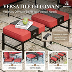 HERA'S HOUSE 7 Piece Patio Furniture Set, 2 x Rocking Chair, 2 x Fixed Chair, 2 x Ottoman, 1 x 3-Seat Sofa, All Cushioned 9 Seats Metal Outdoor Conversation Set for Lawn Garden Backyard