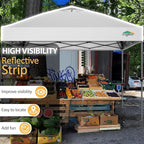 COBIZI 10x10 Pop Up Canopy Tent 1-Button Push Easy up Outdoor Canopy Instant Portable Commercial Shelter Waterproof UPF50+ Gazebo with Reflective Strip, Air Vent & 4 Sandbags,White