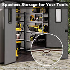 8 x 8 FT Plastic Outdoor Storage Shed with Floor,Garden Resin Shed with Window and Lockable Door, Outside Sheds for Bike, Garbage Can, Tool