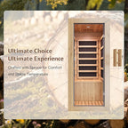 Jocisland 1 Person Infrared Sauna – 746W/110V Red Light, Pre-Warms to 149℉ in 15 Minutes, 106lbs Lightweight Spruce Wood Infrared saunas, Compact Dry Sauna for Home Spa & Apartments