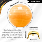 Amazing Gemstone Yellow Calcite Banded Crystal Ball with Stand - 2 Inches Crystal Sphere Meditation Balls for Witchcraft and Decorative Balls