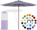 Midtown Umbrellas The Wooden 8 Feet Patio Umbrella With Terylast Purple Texture Polyester Fabric - Aluminum Frame Market Umbrella For Backyard, Deck, Garden, Pool - Wooden Pole