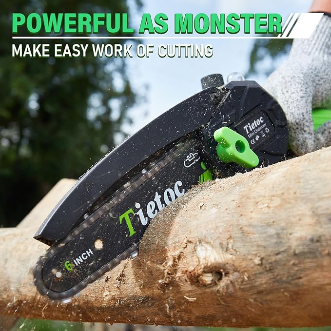 Tietoc Mini Chainsaw 6 Inch with 2 Batteries, Electric Saw Gifts for Men Dad Husband Gardener, Cool Gadgets for Men 2025, Mens Gifts for Fathers Birthday, Perfect Gifts Idea for Mothers Mom Women