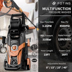 2025New Pressure Power Washer 4500PSI with 4 Quick Connect Nozzles,Inlet Hose & Filter, Foam Cannon for Cars/Fences/Driveways/Patios/Home Cleaning(Red)