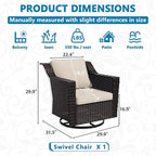 Vista Vibe Outdoor Patio Deep Seat Luxurious Chair - 360 Degree Swivel Glider Rocker Chair with Washable Cushions, Hand-Woven & All-Weather PE Rattan, Balcony, Yard (Brown/Beige)