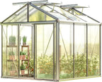 Greenhouse Diamas 21 Premium 7.7 x 7.7 ft with Approx. 16 mm Polycarbonate Panels, Natural Aluminum Color