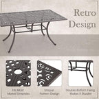 MFSTUDIO Cast Aluminum Patio Dining Set, Retro Design Outdoor Table and Chairs Set with 6×Extra Wide Dining Chair and 1×63" Rectangular Patio Table, Outdoor Dining Set of 6