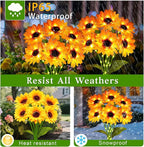 Solar Garden Lights Outdoor, 2 Pack Sunflower Lights with 12 Sunflower, Waterproof 60 Led Garden Fall Decor, Gifts for Mom Grandma, Decorative Solar Flowers for Pathway Patio Yard Flowerbed Decoration