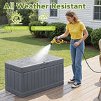 Devoko 78 Gallon Deck Box, Waterproof Resin Outdoor Storage Box for Outside and Patio, Outdoor Storage Bench Lockable for Patio Furniture, Garden Tools and Pool Supplies (Grey, 78 Gallon)