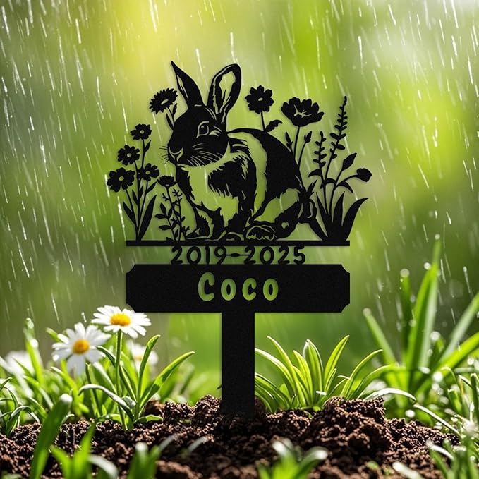 Custom Rabbit Grave Marker,Personalized Bunny Memorial Garden Stake,Pet Memorial Gift,Remembrance Stake,Loss of Bunny,Sympathy Sign Rabbit 16inch