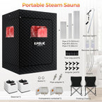 Upgraded 2 Person Sauna Box, Portable Infrared Sauna with 5-Layer Waterproof, 2 Steamers, 2 Folding Chair, 71”x 36”x 49” for Indoor, Outdoor, Gym, Spa, Carbon Black