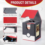 Collectible Trading Card Storage, Magnetic Card Deck Box, Magic Card Storage Box, MTG Deck Box with One Window (Red/White/Black)