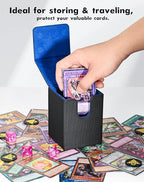 ZLCA Card Deck Box for MTG Yugioh TCG, Storage Case with Dividers Holds 100+ Sleeved Cards, Premium Case Compatible with CCG Trading Cards (Navy, Puzzle)