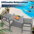 Tall Adirondack Chairs Set of 2, All Weather HDPE Poly Bar Height Balcony Adirondack Chair with Removable Double Connecting Trays, Outdoor Adirondack Barstools for Deck, Patio, Yard, Pool, Lawn