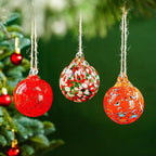 Set of 3 Blown Glass Gazing Balls Ornaments Hanging Glass Ornament Balls Decor for Garden Patio