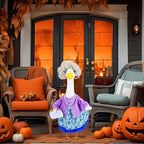 Abbylike Halloween Porch Goose Outfits Old Lady Goose Clothes with Sunglasses Pearl Necklace and Silver Wig for 23" Geese Halloween Outdoor Patio Yard Lawn Decoration