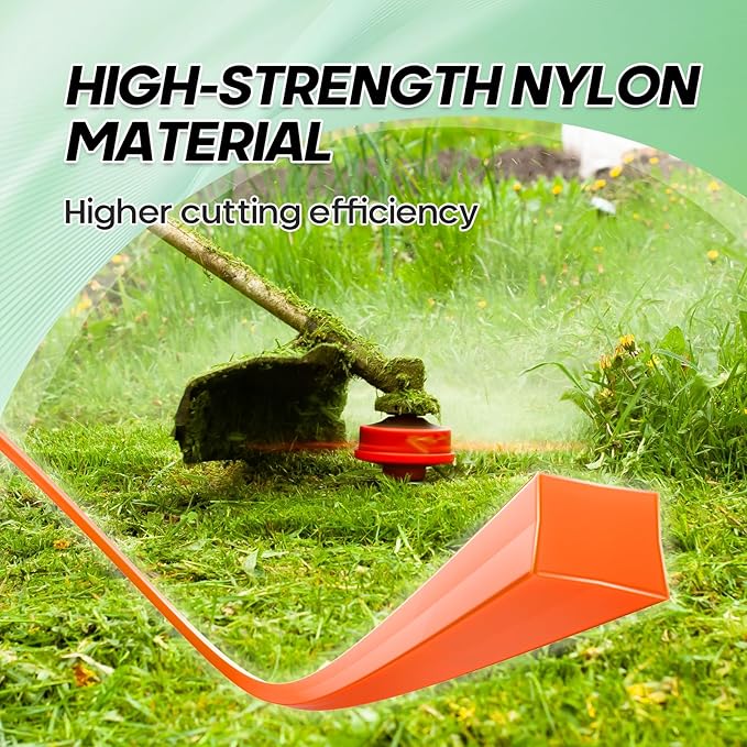 String Trimmer Line .065", 295 Feet Weed Eater String, Square Trimmer Line for Universal Replacement, Orange Premium Nylon String Trimmer Line for Light Grass&Weeds