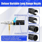 Adjustable Long Range Nozzle for Pressure Washer 2-2.5 GPM, Downstream Injection Spray Nozzle Kit, High Power Washing External Chemical Injector with 1/4” Quick Connect, 2000 to 3000 PSI