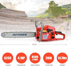 62CC Gas Chainsaw, 20 Inch Power Chain Saw, 2-Cycle Handed Petrol Chainsaws Gasoline Chainsaws Garden Tool for Cutting Trees, Wood, Outdoor Home Garden and Farm Use