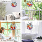 kdqua Christmas Santa Suncatcher Stained Glass Window Hanging, Winter Xmas Santa Claus Sun Catchers Indoor Window Glass Round Wall Decor, Christmas Wall Art Hanging Decorations Statues, 7.9x7.9in