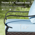 PHI VILLA Outdoor Wicker Chairs Sofa of 2, All Weather High Back Rattan Chairs 2 Seats with Comfy Cushions for Porch Deck