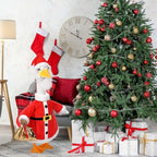 Christmas Santa Porch Goose Outfits Christmas Lawn Goose Clothes Fits 23" Cement Plastic Goose Statue for Xmas Outdoor Garden Yard Patio Statue Art Decoration