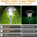 BEAU JARDIN 8 Pack Solar Pathway Lights Outdoor Stainless Steel Lights Solar Powered Waterproof Glass High Lumen Garden Landscape Path Yard Walkway Driveway Outside Color Changing Cool White Silver