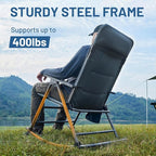 Timber Ridge Oversized Folding Rocking Camping Chair, Padded Outdoor Rocker with High Back, Portable Outdoor Chair for Patio, Garden, Lawn, Supports up to 400 lbs, Blue