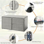 HAPPYGRILL Deck Box Outdoor Patio Pool Storage Box Outside Rattan Wicker Storage Bin Cabinet with Steel Frame Shelf for Garden Balcony Porch Yard Furniture Tools