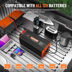 5000W Power Inverter 12V DC to 110V/120V AC Converter for RV/Truck/Boat/Camping/Off-Grid Solar Car Power Inverter Peak Power 10000W with 3 AC Outlets,USB & Type-C Port, Remote Controller & LCD Screen