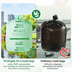 ECOLipak 33 Gallon Compostable Trash Garbage Bags, 50 Count (2 Rolls) Biodegradable Heavy Duty Large Outdoor Trash Bags for Lawn/Yard, US BPI ASTM D6400 and OK Compost Home Certified