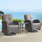 HUMMUH 7-Piece Outdoor Patio Furniture All-Weather PE Wicker Outdoor Conversation Set-Patio Couch Swivel Rocker Chairs with Ottomans Tables for Backyard,Poolside,Deck