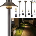 Gardenreet Low Voltage Landscape Lighting Brass - 12v Pathway Lights Waterproof, Hardwired Path Light Outdoor, Antique Bronze for Exterior Patio Garden with 3W 2700K Warm White G4 Bulb (4 Pack)
