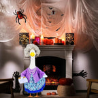 Abbylike Halloween Porch Goose Outfits Old Lady Goose Clothes with Sunglasses Pearl Necklace and Silver Wig for 23" Geese Halloween Outdoor Patio Yard Lawn Decoration