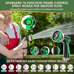 Non-Expandable Garden Hose 75 ft, Ultra Lightweight Flexible Water Hose with 10-Pattern Nozzle, Leak-Proof, High-Density Fabric, Thickened Connector, Shut-Off Valve for Yard, Lawn, Outdoor