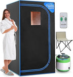 SereneLife Portable Steam Sauna for Home with 4L Steamer, Folding Chair, Remote Control, 9 Heat Levels, Compact Indoor Sauna Tent, Personal Spa, 71" x 35